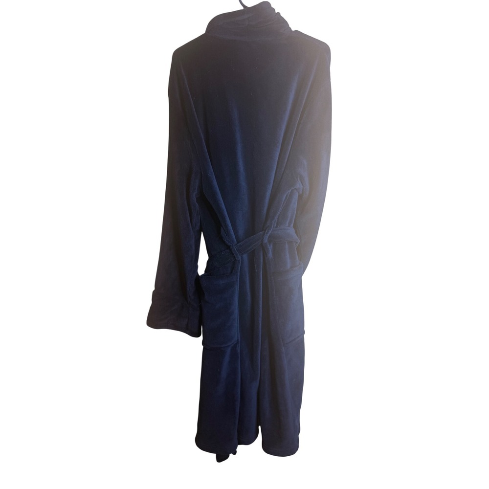 Tommy Bahama Mens Bathrobe L/XL Blue Plush Fleece Robe Embroidered Marlin Logo